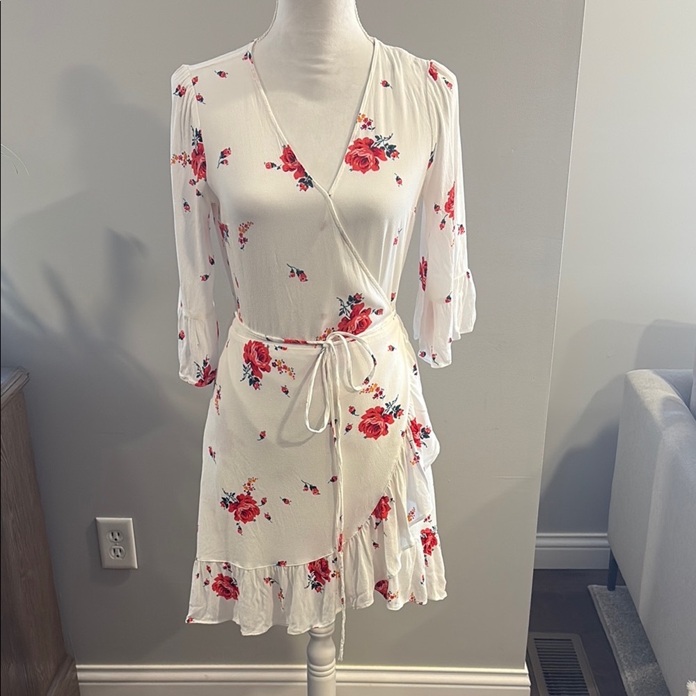 Floral Wrap Dress with Ruffle Hem
